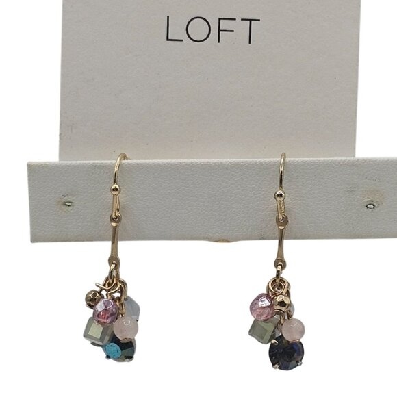 LOFT Jewelry - LOFT 1" Multi-Color Beaded Dangle Gold-Toned Pierced Ear Fashion Jewelry Earring